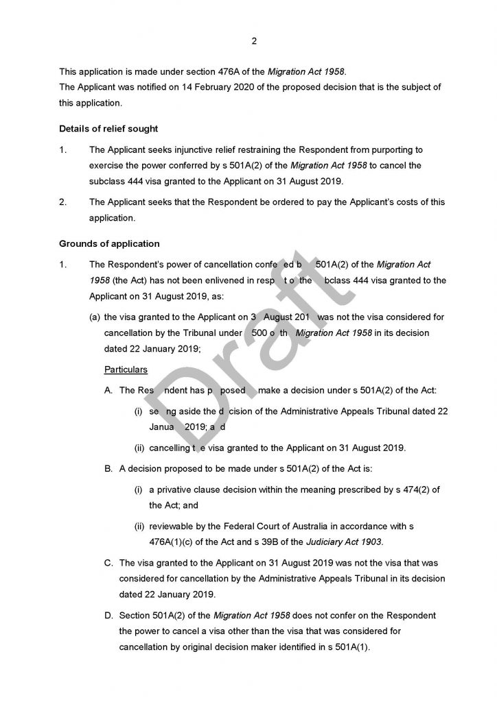 Draft Application (Page 2)